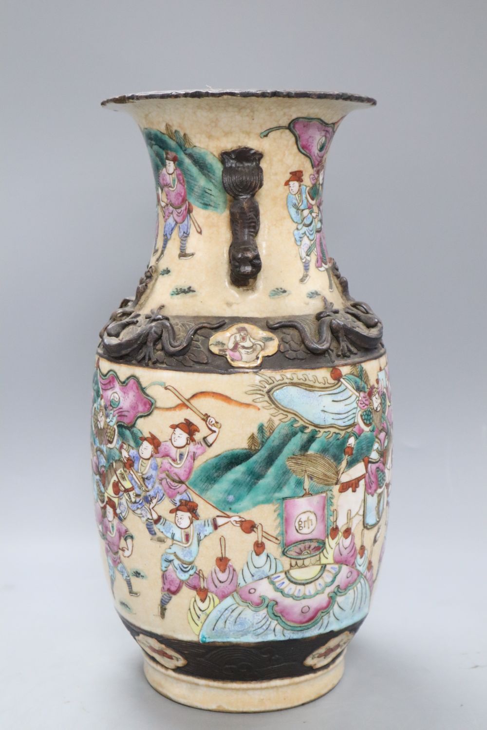 A Chinese famille crackle glaze vase, late 19th century, height 34cm